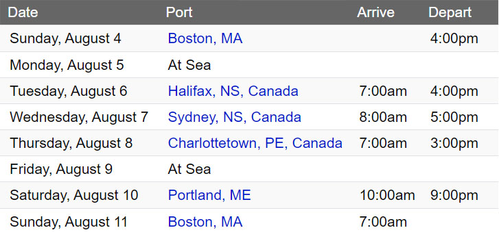 Eastern Canada & New England Itinerary